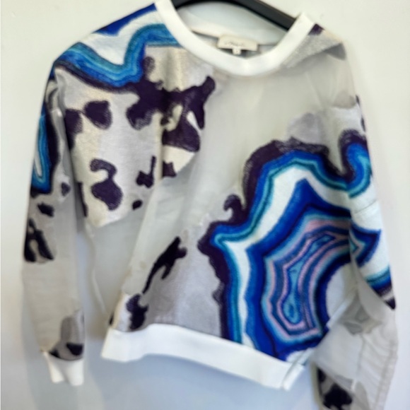 3.1 Phillip Lim Sheer Sweater with Blue and Purple Accents - Picture 2 of 5